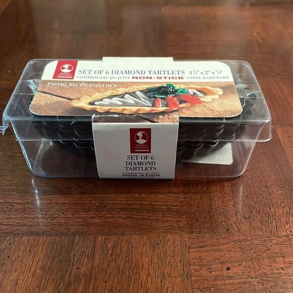 Set of 6 Diamond Tartlets Commerical Quality Non - Stick Steel Bakeware Pans - Picture 2 of 6